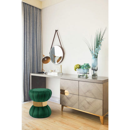 Vino Green Velvet Ottoman/Stool