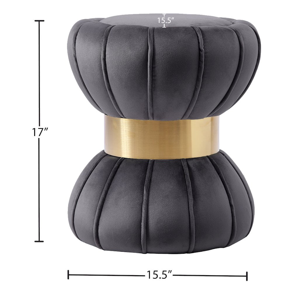 Vino Grey Velvet Ottoman/Stool