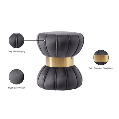 Vino Grey Velvet Ottoman/Stool