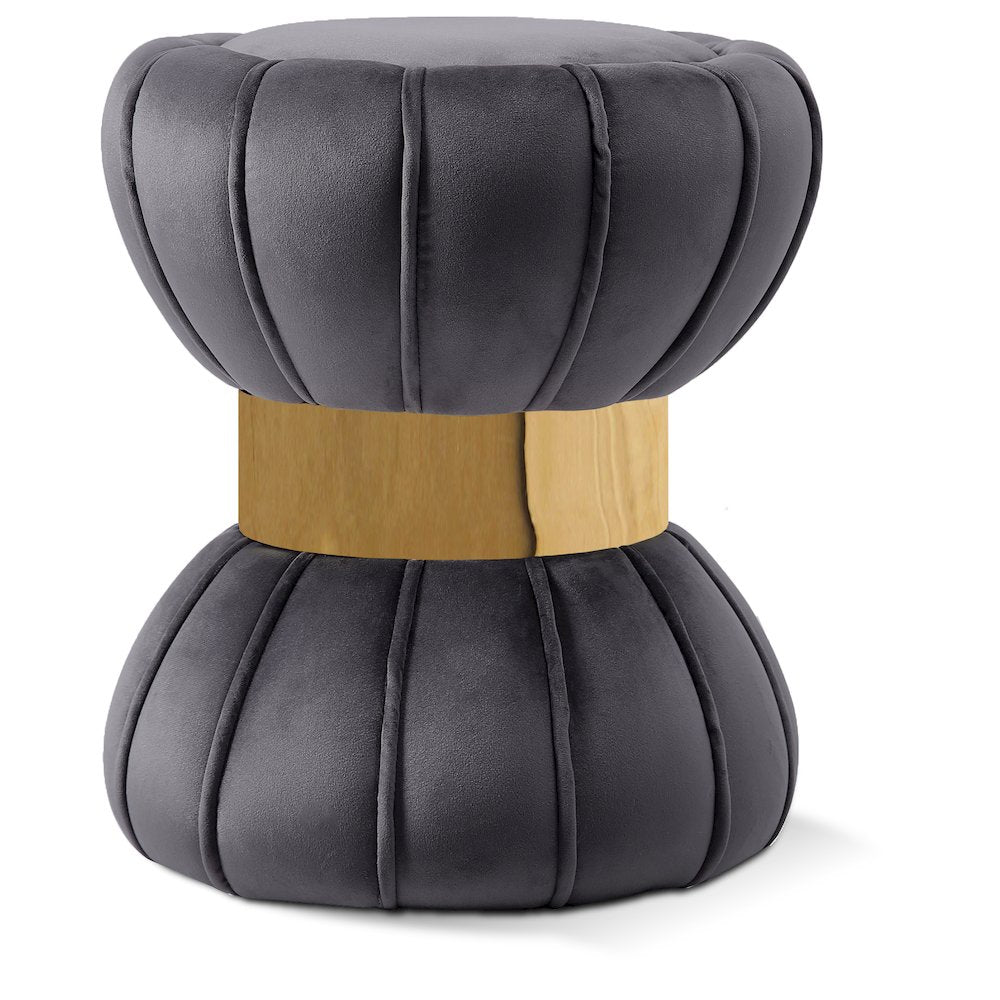 Vino Grey Velvet Ottoman/Stool