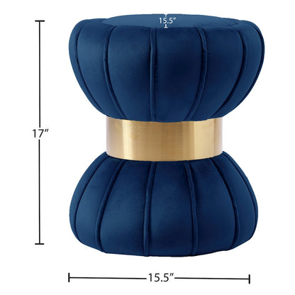 Vino Navy Velvet Ottoman/Stool