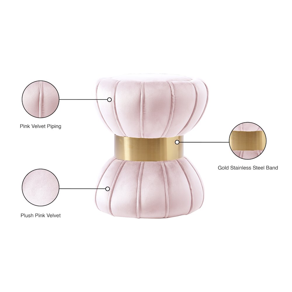Vino Pink Velvet Ottoman/Stool