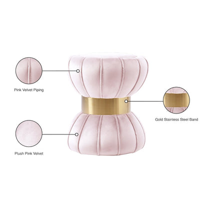 Vino Pink Velvet Ottoman/Stool