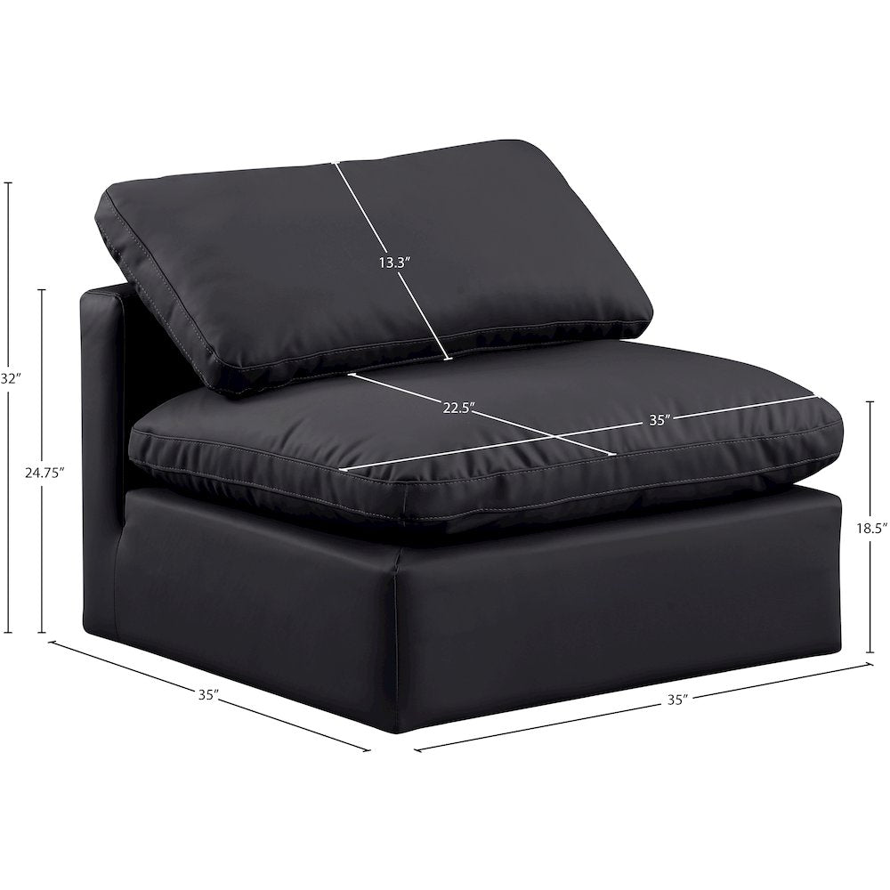 Indulge Black Vegan Leather Armless Chair