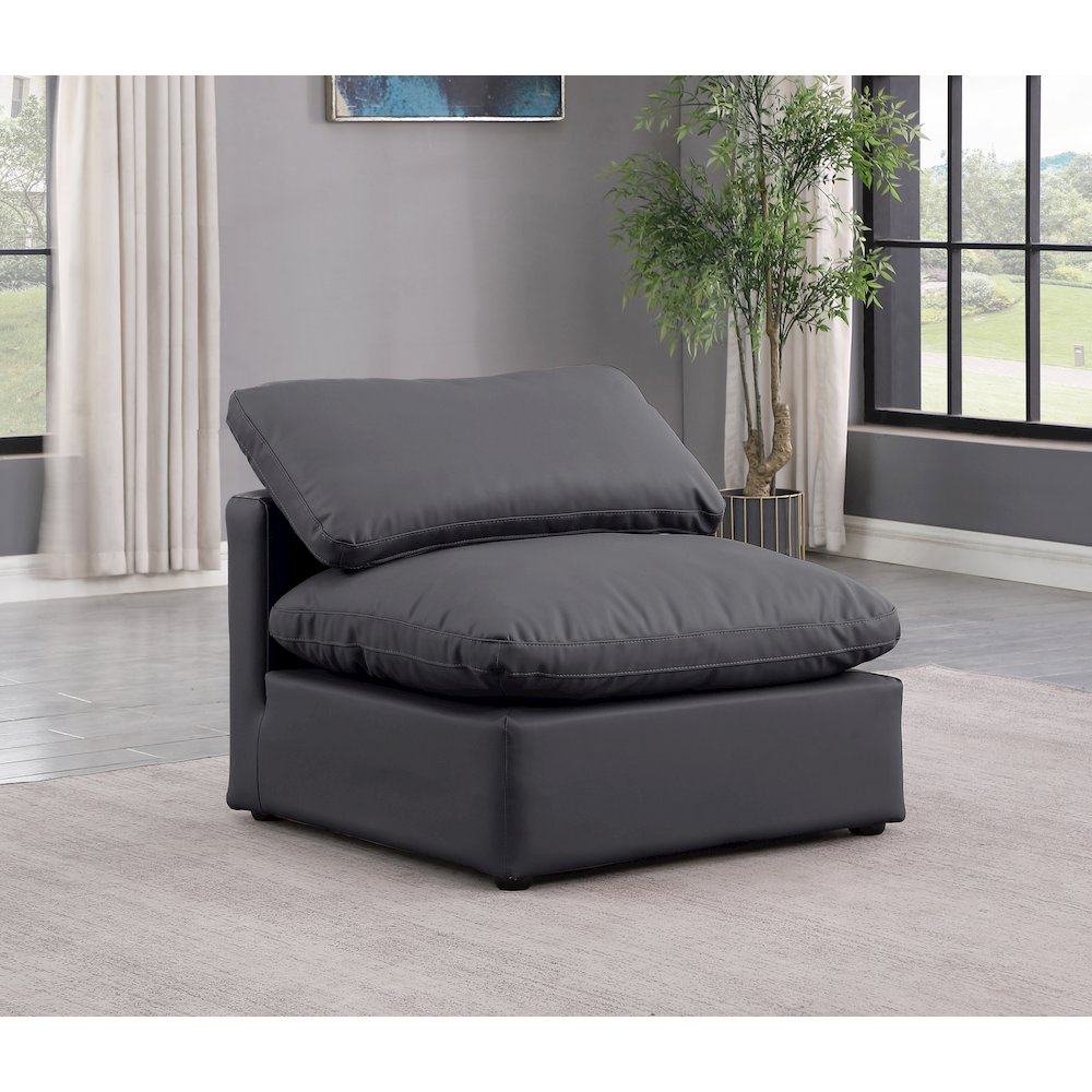 Indulge Black Vegan Leather Armless Chair