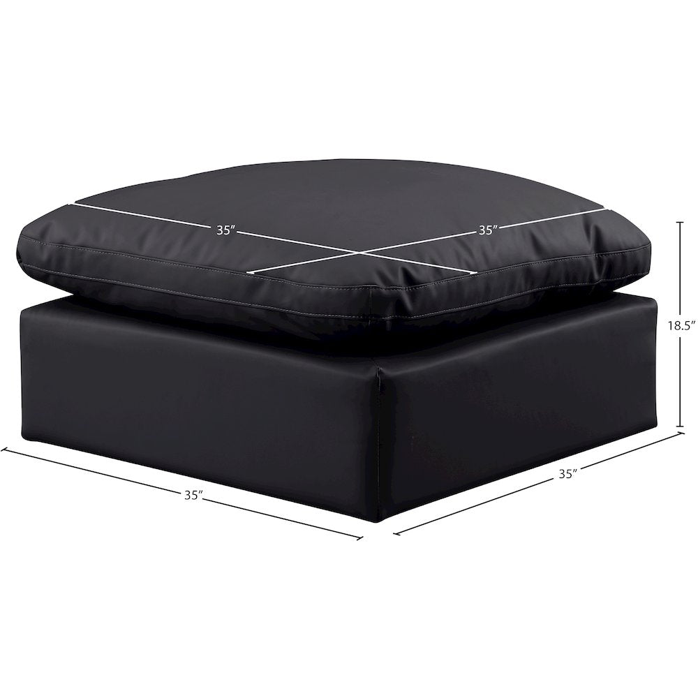 Indulge Black Vegan Leather Ottoman
