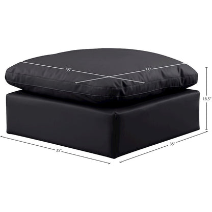 Indulge Black Vegan Leather Ottoman