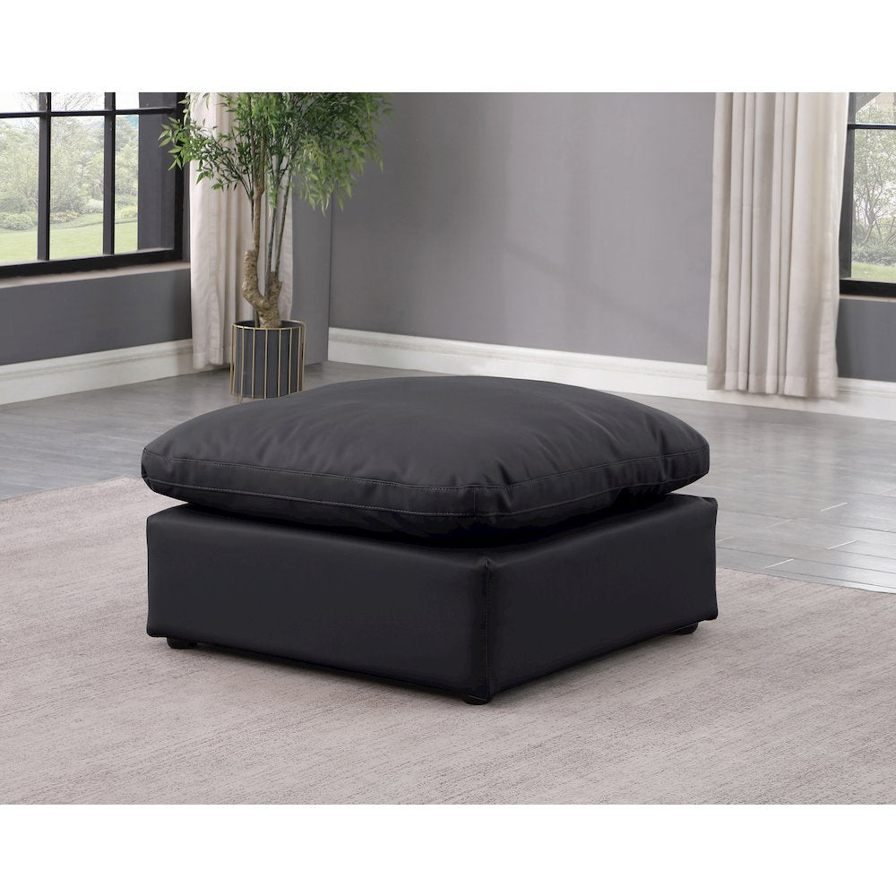 Indulge Black Vegan Leather Ottoman