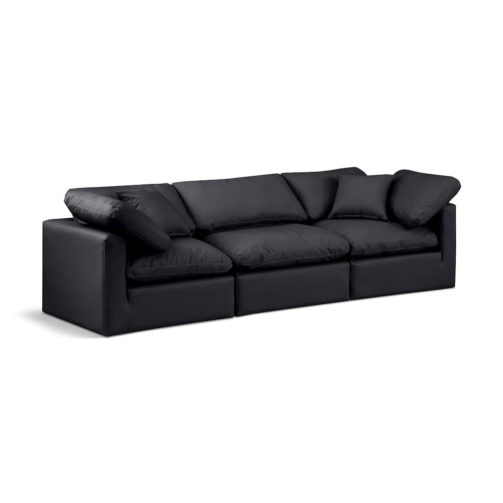 Indulge Black Vegan Leather Modular Sofa