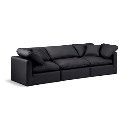 Indulge Black Vegan Leather Modular Sofa