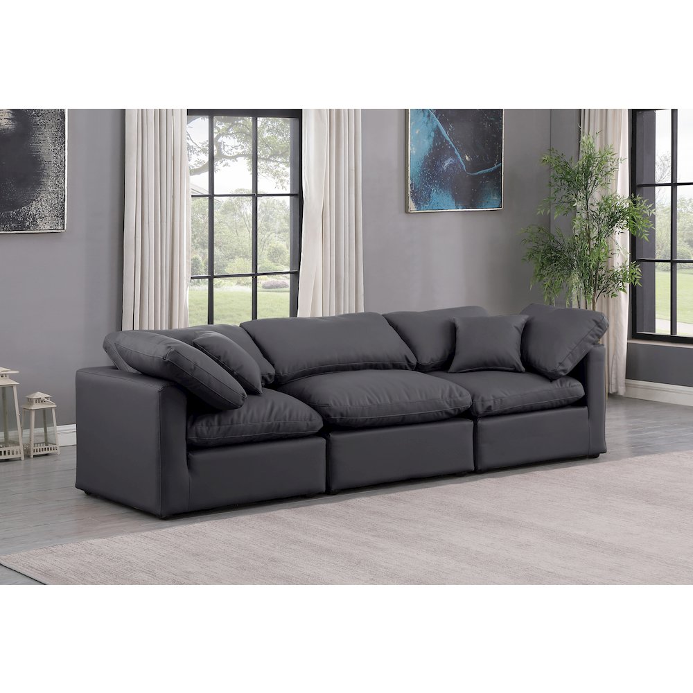 Indulge Black Vegan Leather Modular Sofa