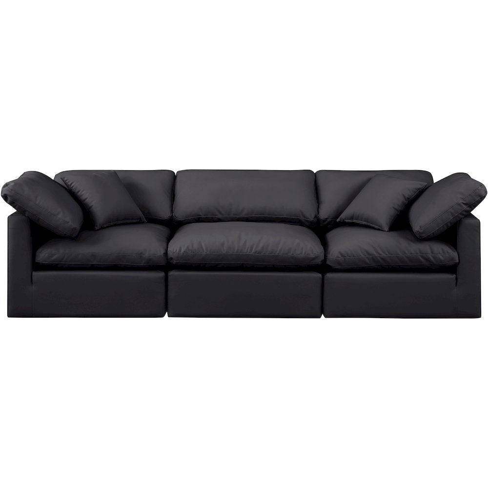Indulge Black Vegan Leather Modular Sofa