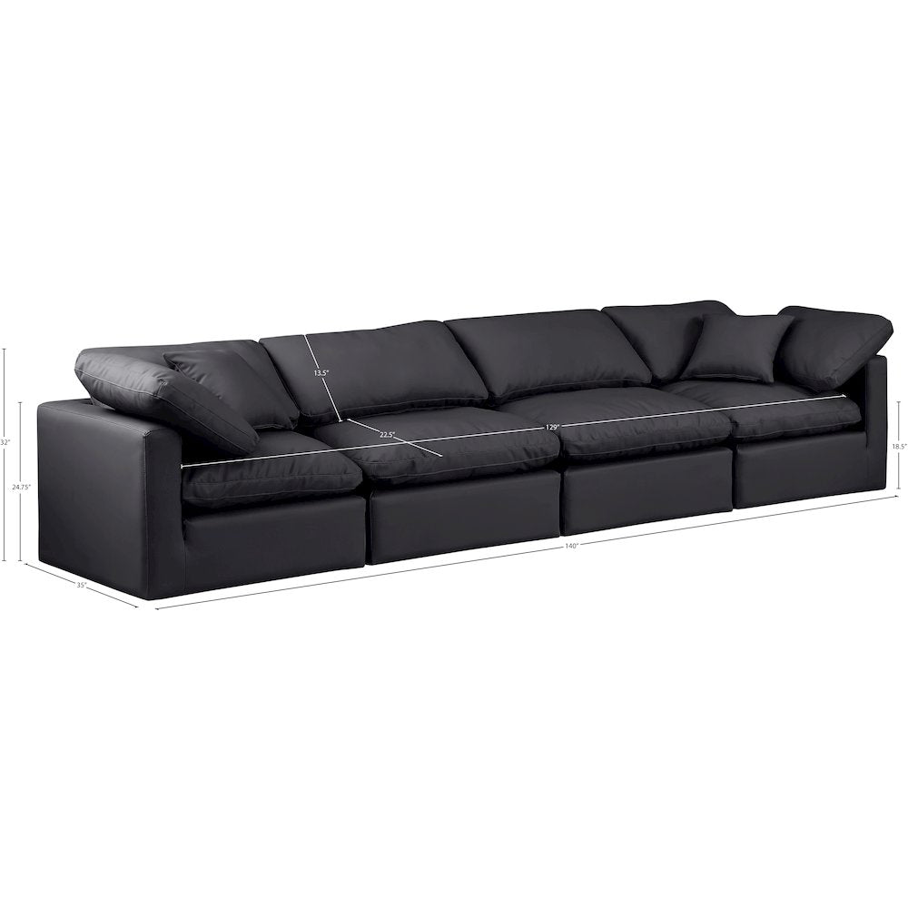 Indulge Black Vegan Leather Modular Sofa