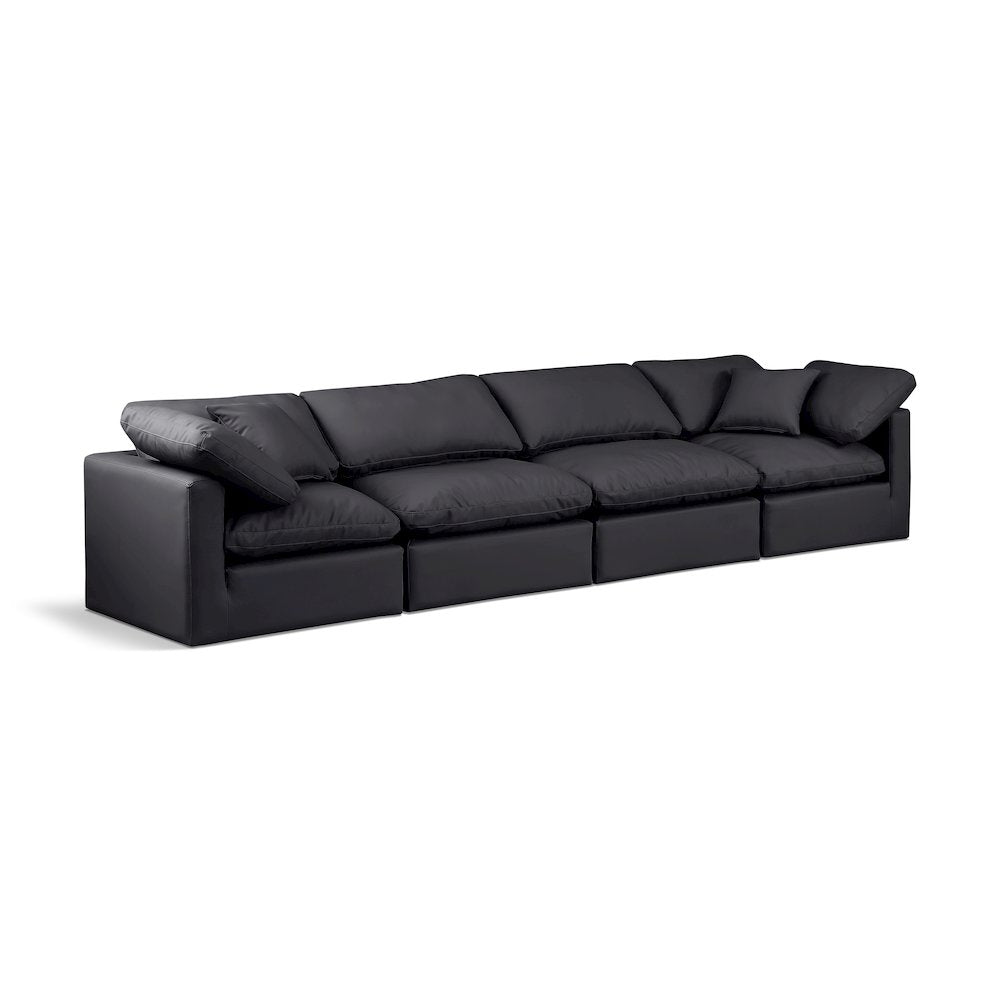 Indulge Black Vegan Leather Modular Sofa