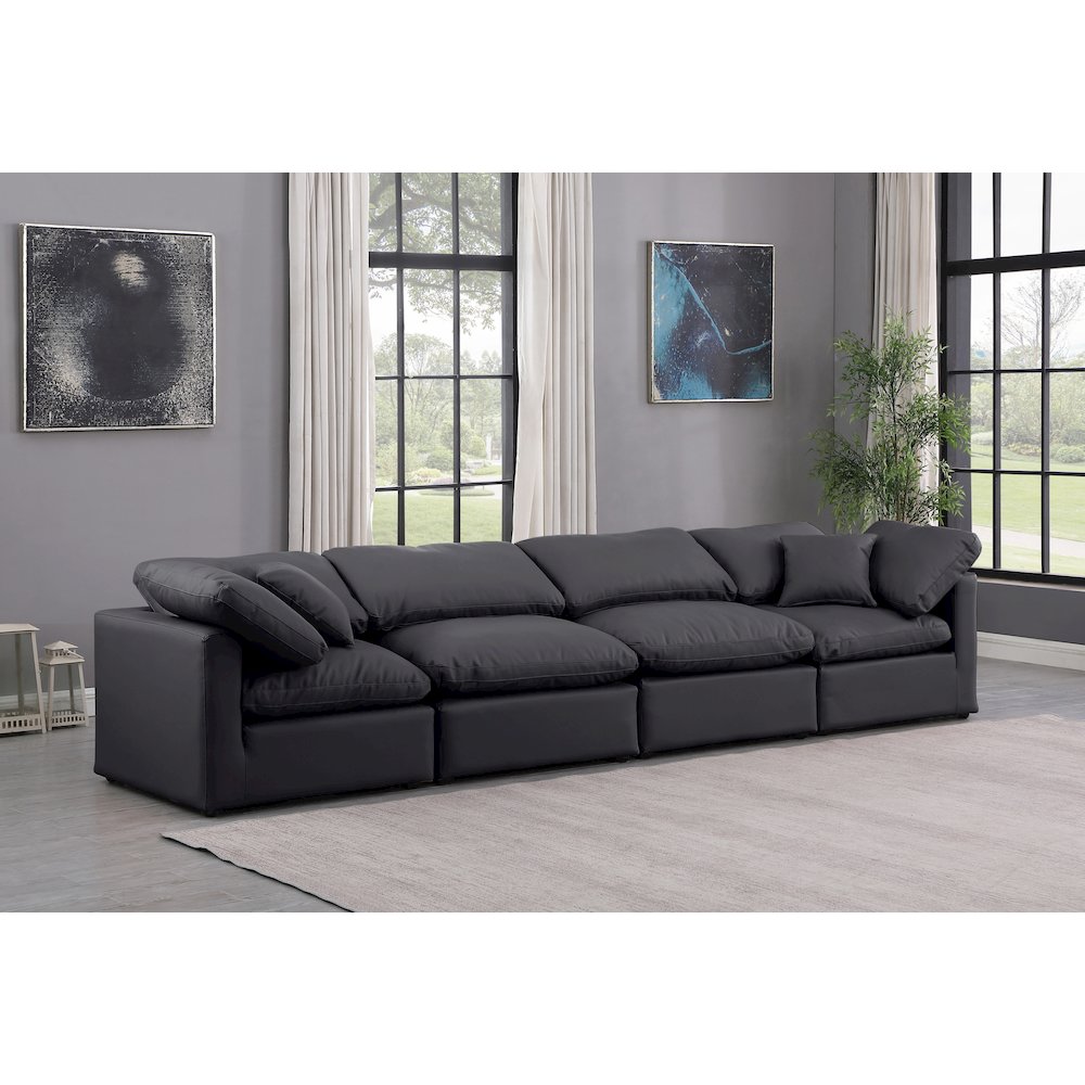 Indulge Black Vegan Leather Modular Sofa