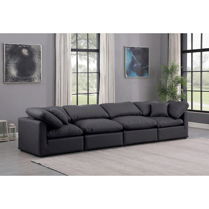 Indulge Black Vegan Leather Modular Sofa