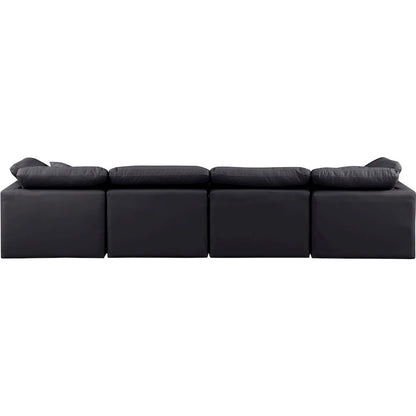 Indulge Black Vegan Leather Modular Sofa