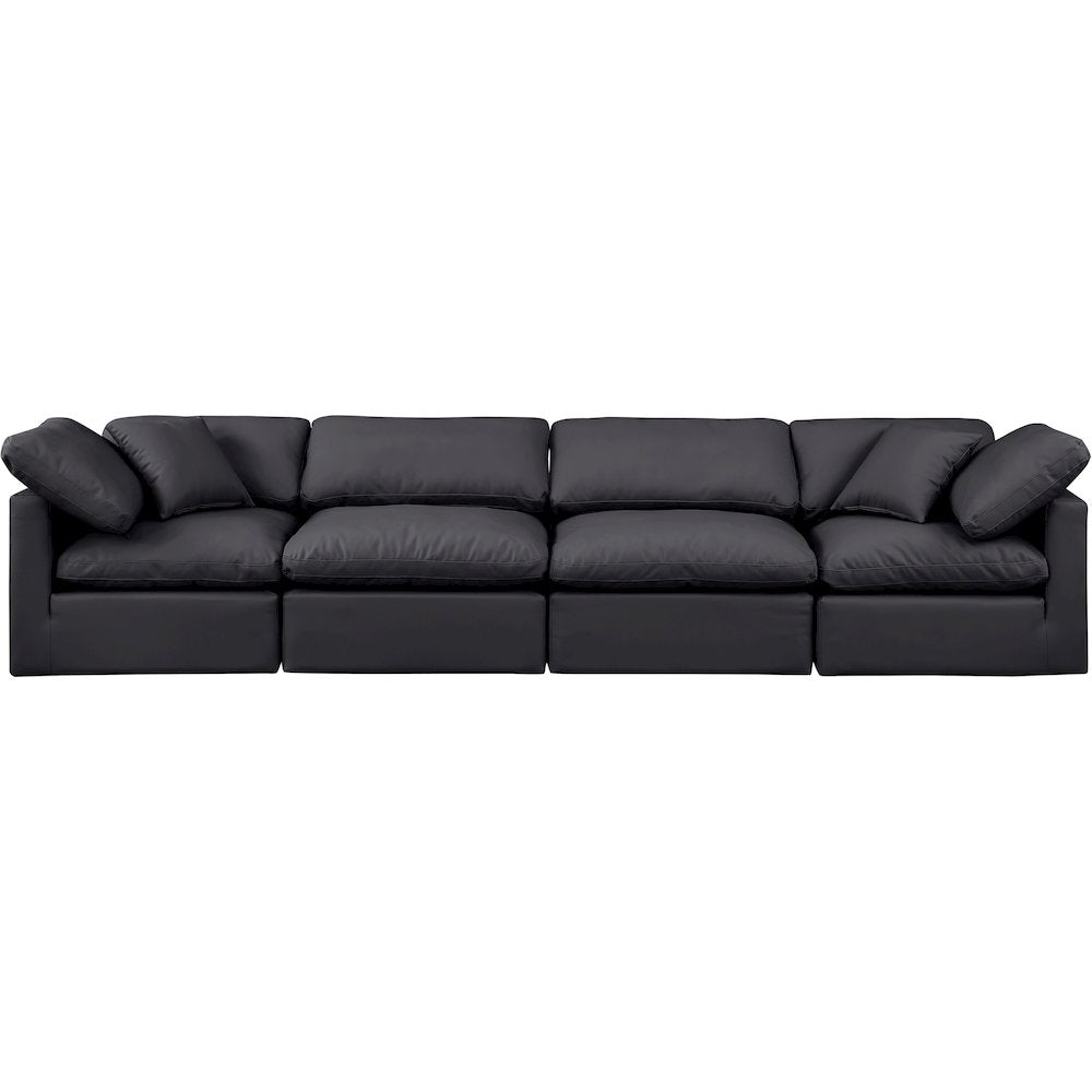 Indulge Black Vegan Leather Modular Sofa