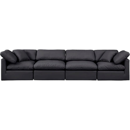 Indulge Black Vegan Leather Modular Sofa