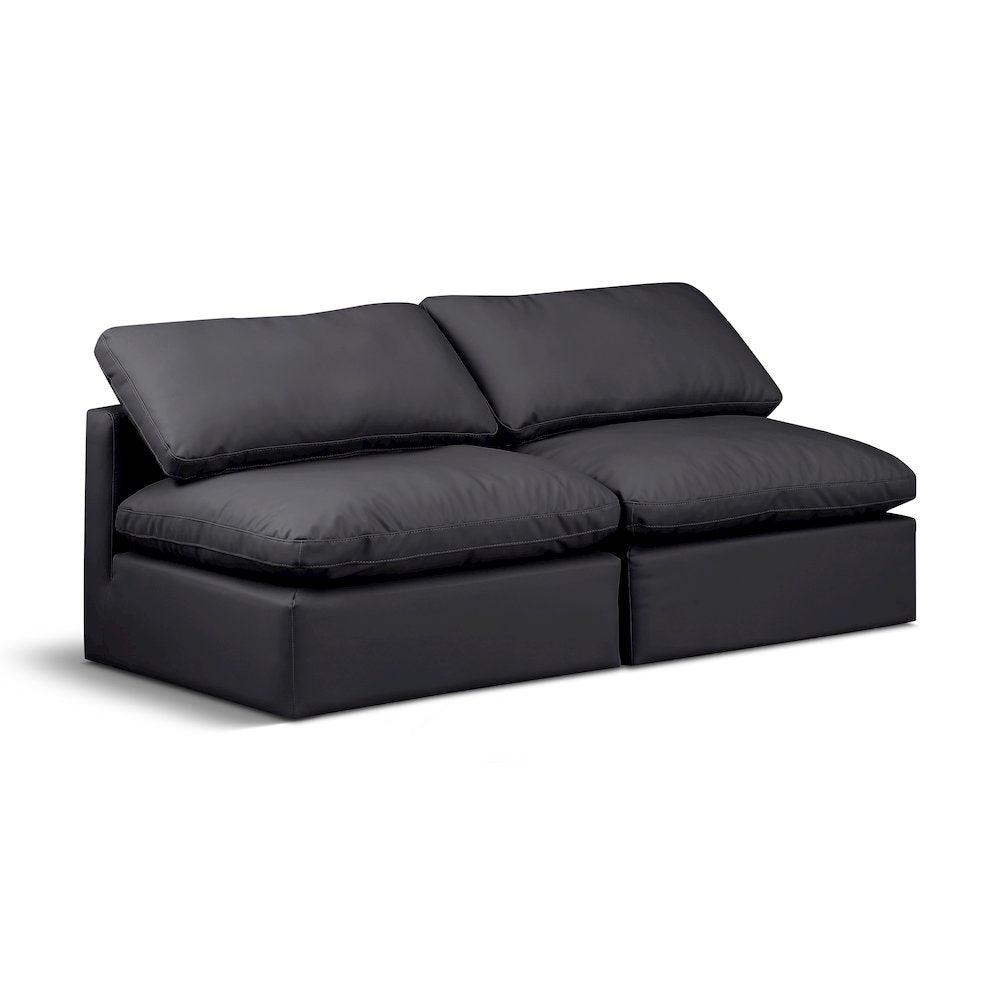Indulge Black Vegan Leather Modular Sofa
