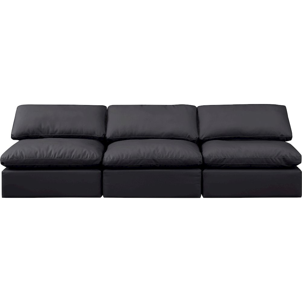 Indulge Black Vegan Leather Modular Sofa