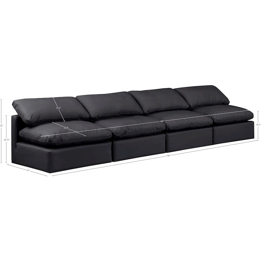 Indulge Black Vegan Leather Modular Sofa
