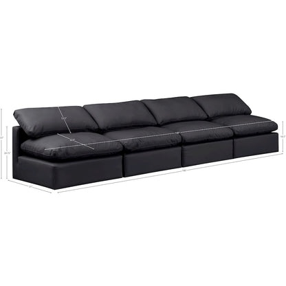 Indulge Black Vegan Leather Modular Sofa