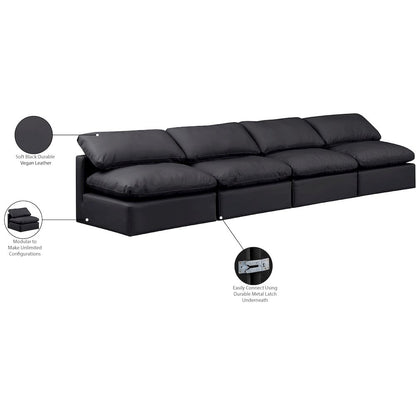 Indulge Black Vegan Leather Modular Sofa