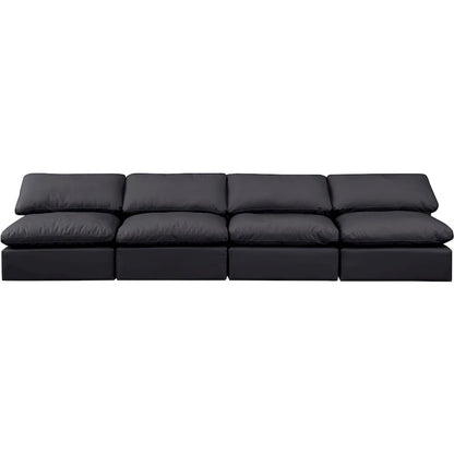 Indulge Black Vegan Leather Modular Sofa