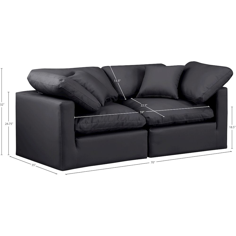 Indulge Black Vegan Leather Modular Sofa