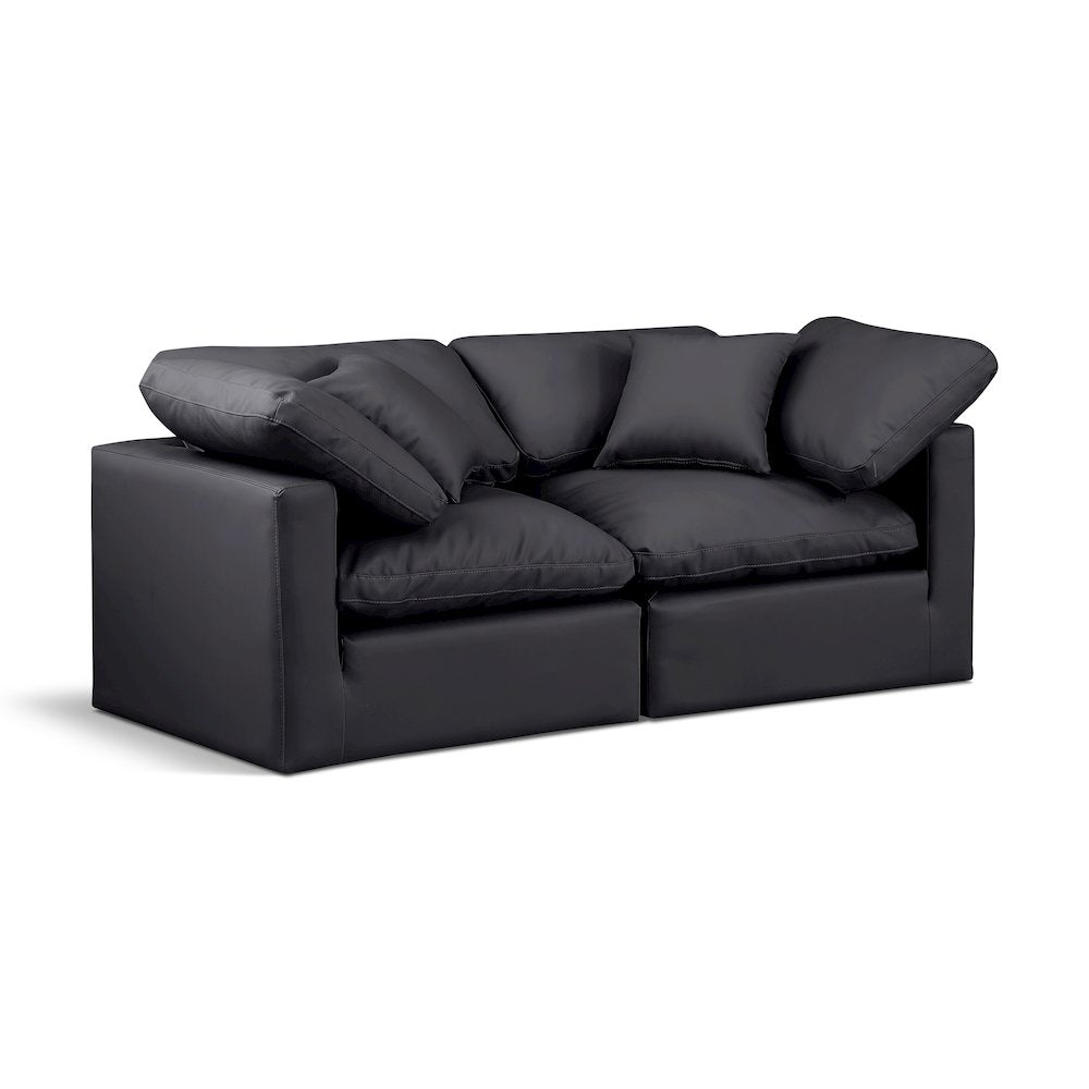 Indulge Black Vegan Leather Modular Sofa
