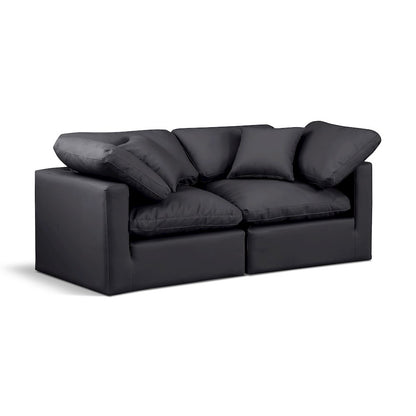 Indulge Black Vegan Leather Modular Sofa