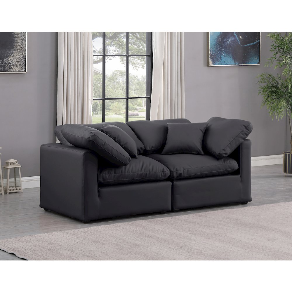 Indulge Black Vegan Leather Modular Sofa