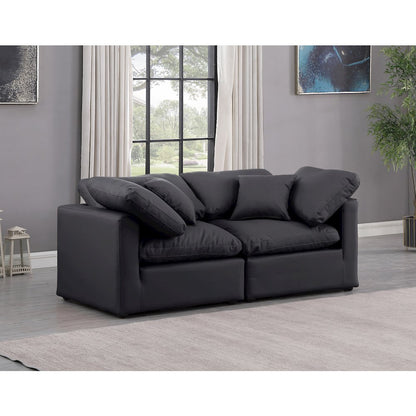 Indulge Black Vegan Leather Modular Sofa
