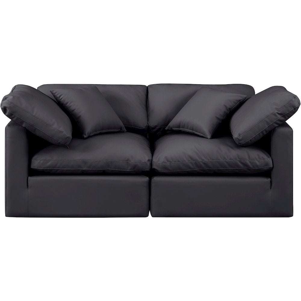 Indulge Black Vegan Leather Modular Sofa