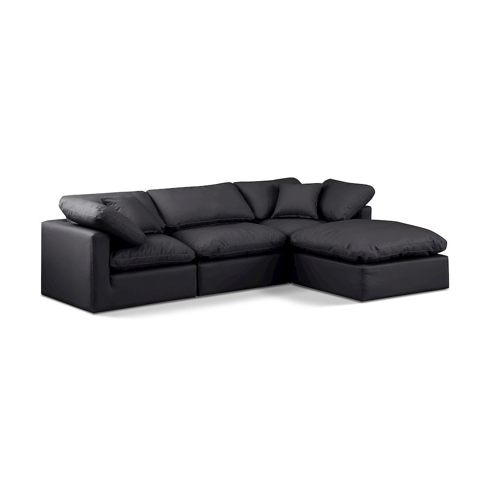 Indulge Black Vegan Leather Modular Sectional