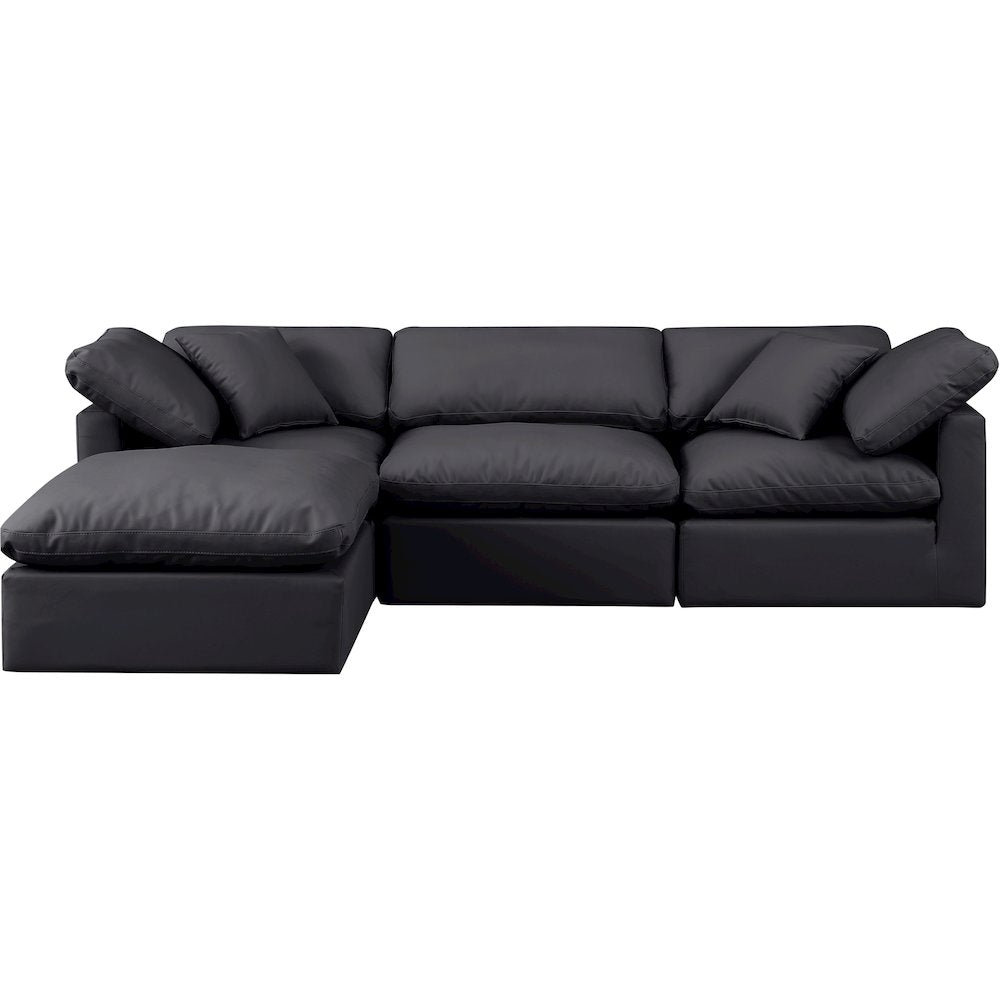 Indulge Black Vegan Leather Modular Sectional