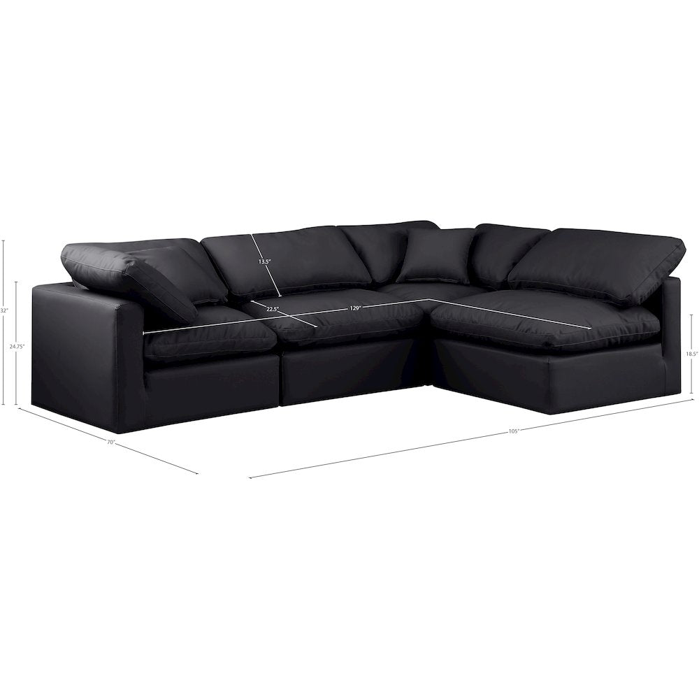 Indulge Black Vegan Leather Modular Sectional