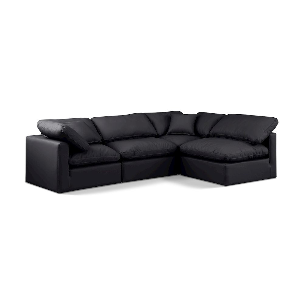Indulge Black Vegan Leather Modular Sectional