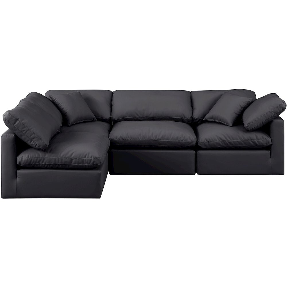 Indulge Black Vegan Leather Modular Sectional