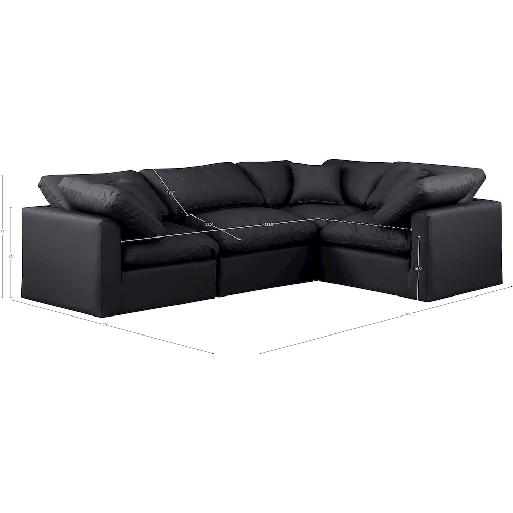 Indulge Black Vegan Leather Modular Sectional
