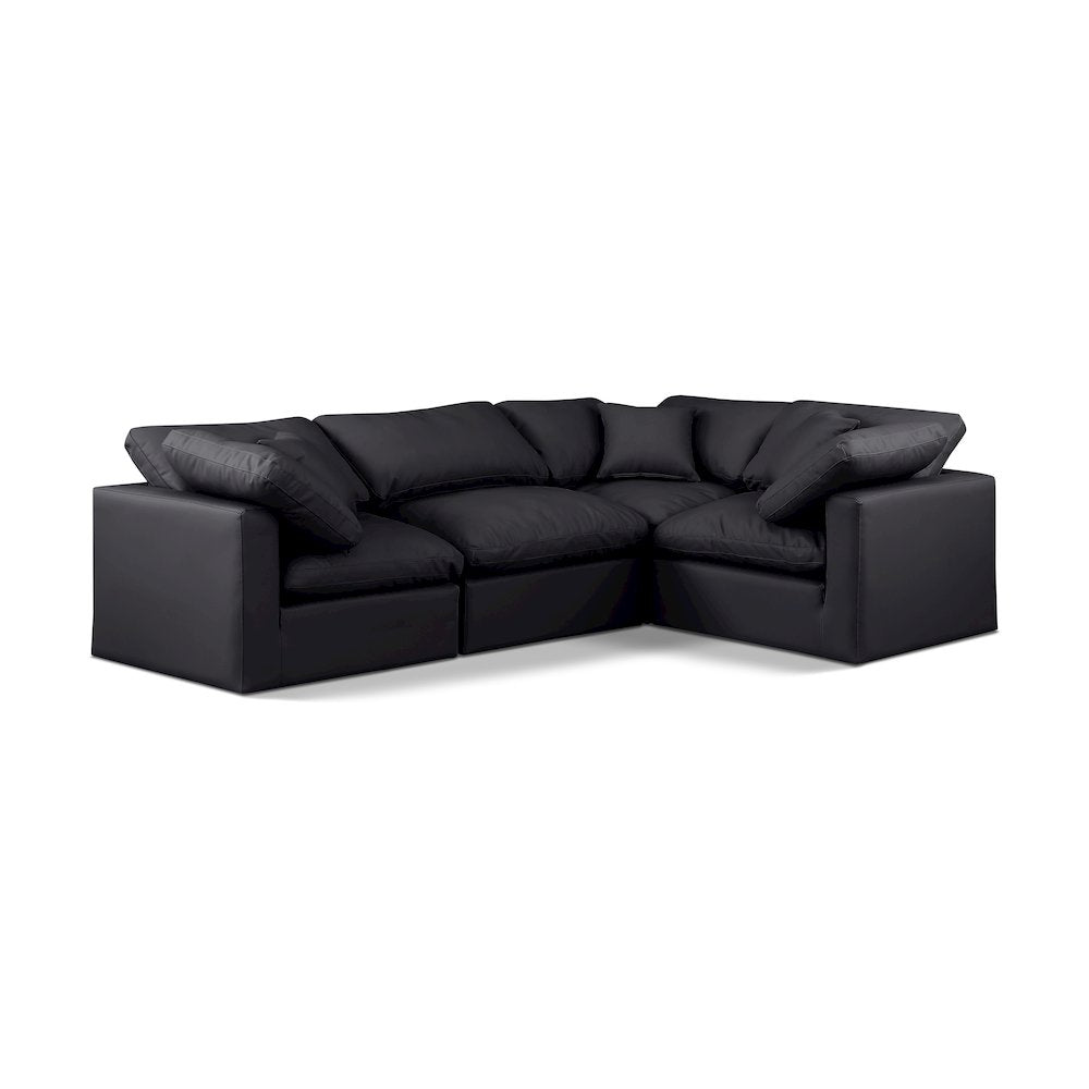 Indulge Black Vegan Leather Modular Sectional
