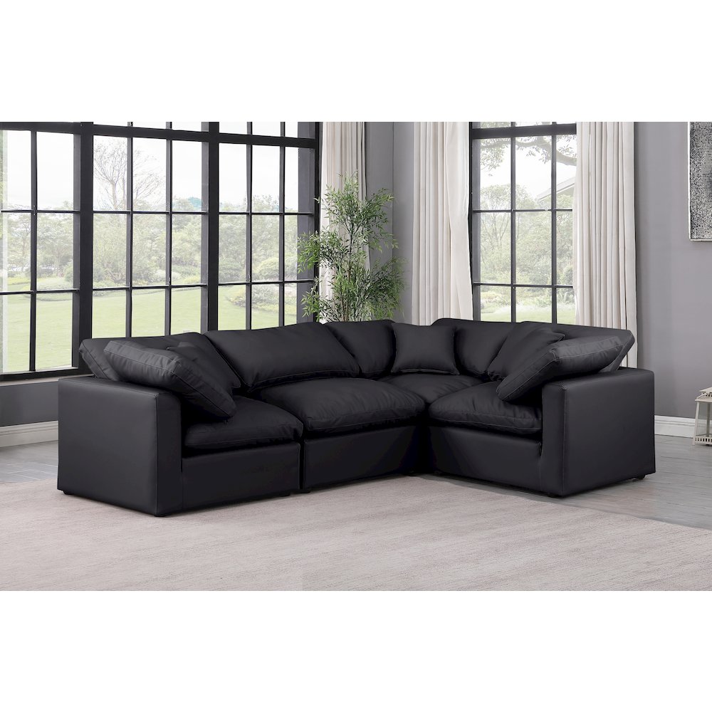 Indulge Black Vegan Leather Modular Sectional