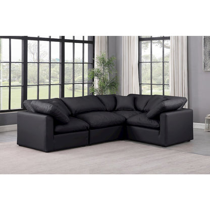 Indulge Black Vegan Leather Modular Sectional