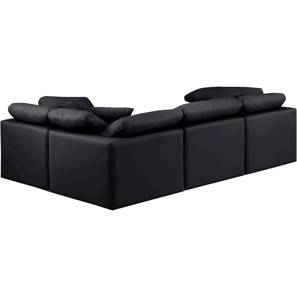 Indulge Black Vegan Leather Modular Sectional