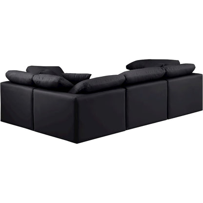 Indulge Black Vegan Leather Modular Sectional