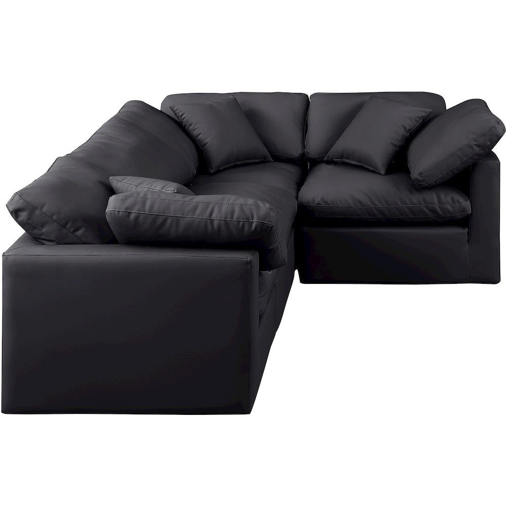 Indulge Black Vegan Leather Modular Sectional