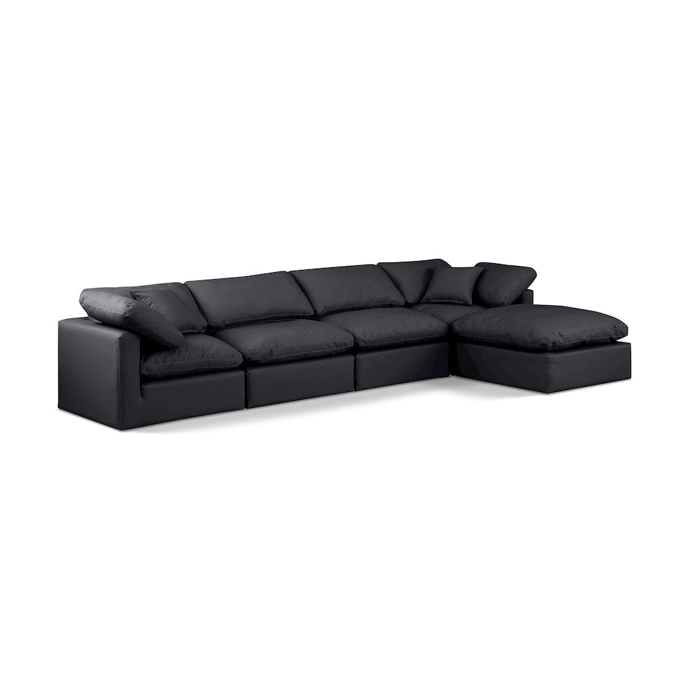 Indulge Black Vegan Leather Modular Sectional