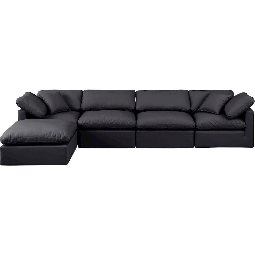 Indulge Black Vegan Leather Modular Sectional