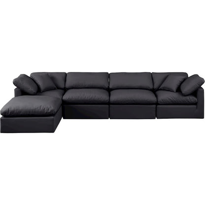 Indulge Black Vegan Leather Modular Sectional